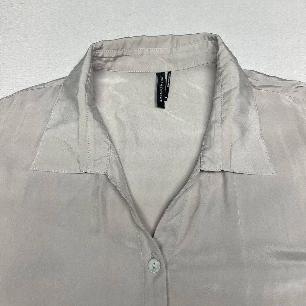 Stella Carakasi Button Tunic Dress Natural Lux Silk Like - Picture 3 of 9